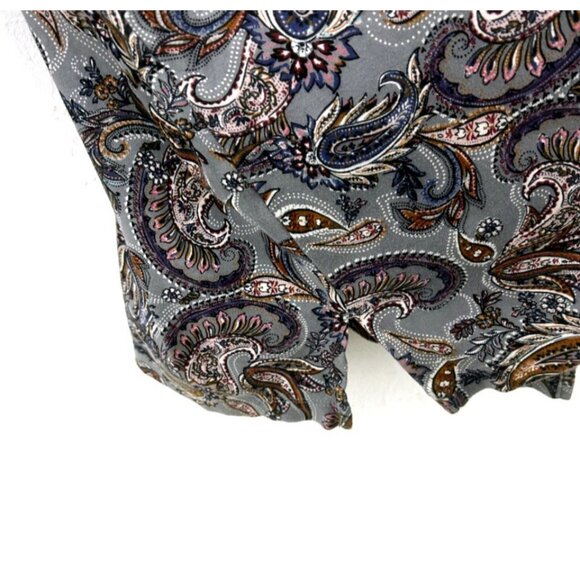 J. Jill Shirt Slate Blue Paisley Simply Supima Cotton V Neck Tunic Casual Sz Xl - Picture 4 of 9